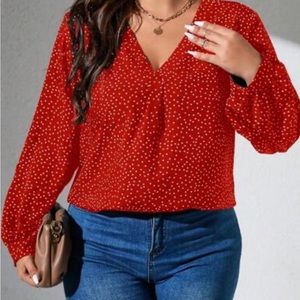 Light weight blouse red and white